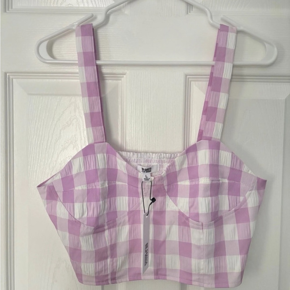 Steve Madden Pink and White Checkered Tank Top